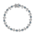 Blue Topaz and White Zircon Bracelet in Platinum Over Sterling Silver (7.25 In) 3.70 ctw - Sticky add to cart bar