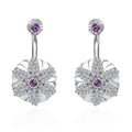 Rose De France Amethyst and White Zircon Floral Earrings in Platinum Over Sterling Silver 1.15 ctw - Sticky add to cart bar