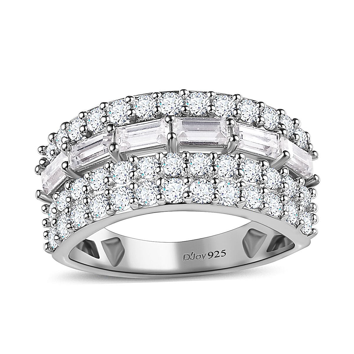 Moissanite Ring in Platinum Over Sterling Silver (Size 6) 1.50 ctw