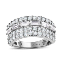 Moissanite Ring in Platinum Over Sterling Silver (Size 6) 1.50 ctw