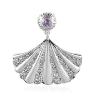 Rose De France Amethyst, White Zircon Shell Pendant in Vermeil YG Over Sterling Silver 0.65 ctw