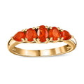 Mexican Fire Opal 5 Stone Ring in Vermeil Yellow Gold Over Sterling Silver (Size 10.0) 0.65 ctw - Sticky add to cart bar