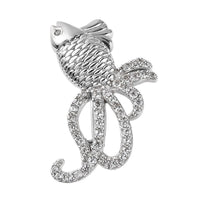 White Zircon and Blue Topaz Brooch in Platinum Over Sterling Silver 0.80 ctw