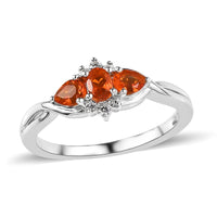 Mexican Fire Opal and White Zircon Ring in Platinum Over Sterling Silver (Size 10.0) 0.40 ctw