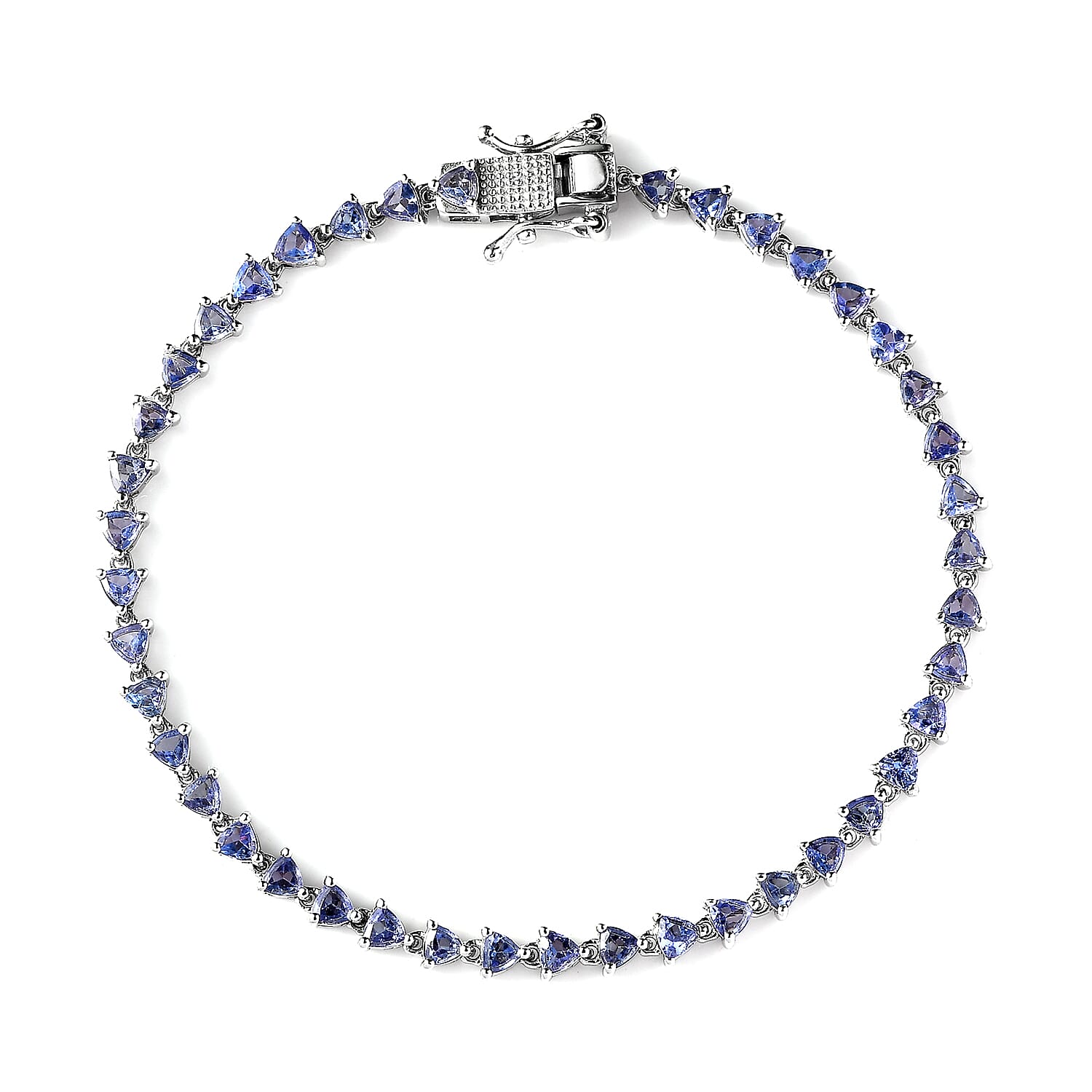 Tanzanite Tennis Bracelet in Platinum Over Sterling Silver (6.50 In) 3.75 ctw