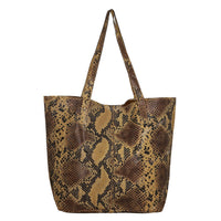 Black and Yellow Snake Foil Print 100% Genuine Leather Tote Bag (14.56"x 3.74" x 8.66")