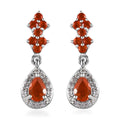 Mexican Fire Opal and White Zircon Dangling Earrings in Platinum Over Sterling Silver 1.25 ctw - Sticky add to cart bar