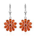 Mexican Fire Opal Lever Back Floral Earrings in Platinum Over Sterling Silver 2.90 ctw - Sticky add to cart bar