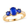 Tanzanian Blue Spinel (DF) and Moissanite Ring in Vermeil Yellow Gold Over Sterling Silver 2.35 ctw - Sticky add to cart bar