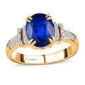 Luxoro 10K Yellow Gold Premium Tanzanian Blue Spinel (DF) and G-H I3 Diamond Ring 3.10 ctw - Sticky add to cart bar