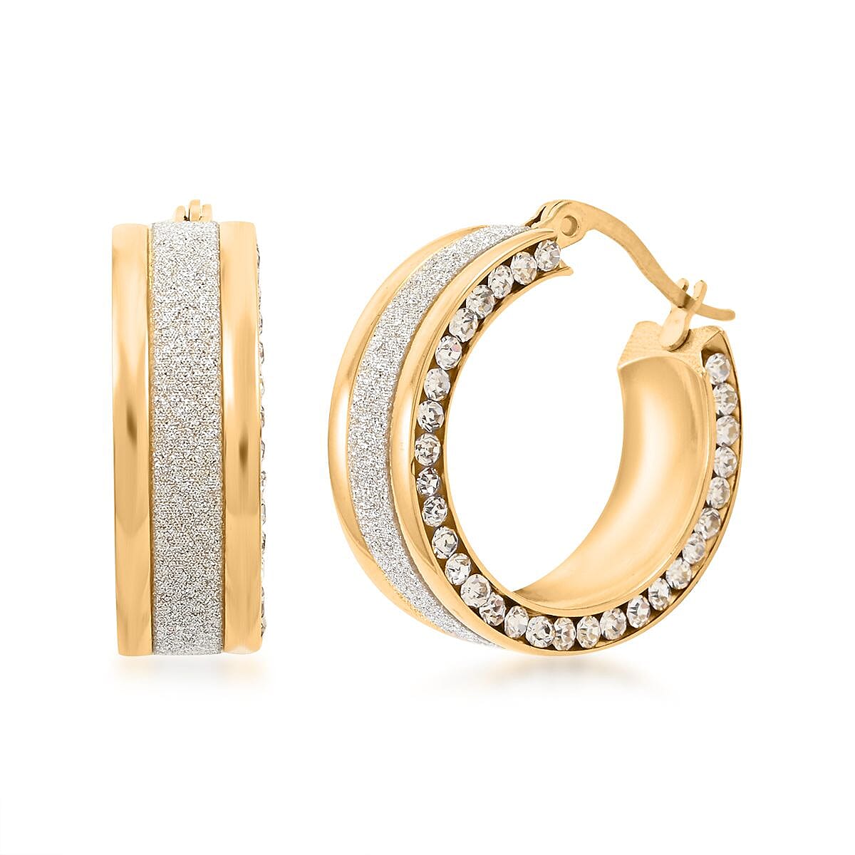 Austrian Crystal Earrings in ION Plated Yellow Gold Stainless Steel 1.50 ctw