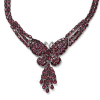 Doorbuster Orissa Rhodolite Garnet Butterfly Necklace 18 Inches in Platinum Over Sterling Silver 88.15 ctw