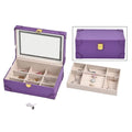 Purple Faux Leather USB Rechargeable Jewelry Box with LED Touch Mirror (9.60"x6.50"x3.93") - Sticky add to cart bar