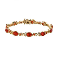 Mexican Fire Opal Bracelet in Vermeil Yellow Gold Over Sterling Silver (6.50 In) 5.25 ctw