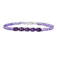 Doorbuster African Amethyst Beaded Bracelet in Sterling Silver (6.50-8.00In) 11.75 ctw