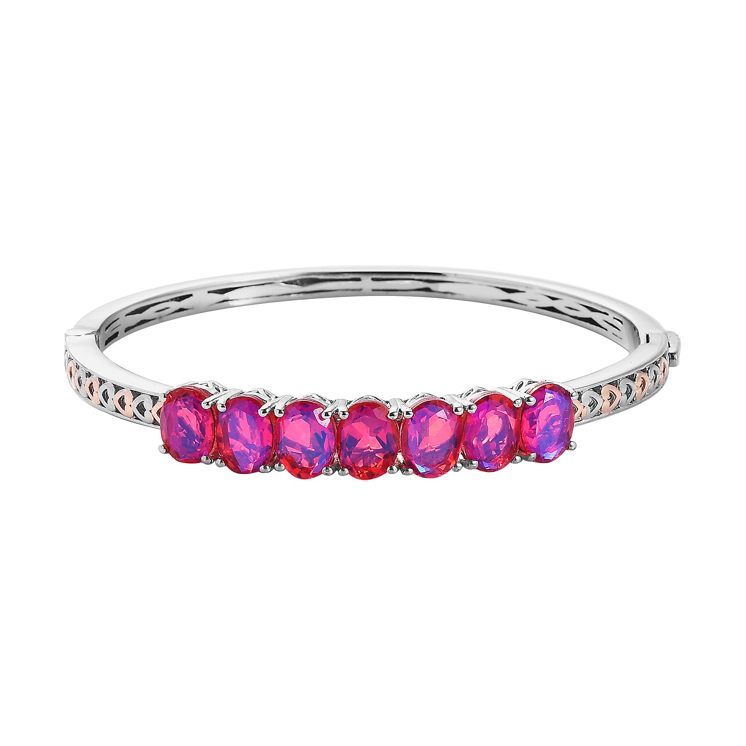 Karis Volcanic Quartz Bangle Bracelet in Platinum Bond and 18K RG Plated (8.00 In) 10.30 ctw
