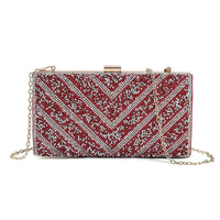 One Time Only Black Sparkling Clutch Bag (8.5"x1.8"x4.5") with Chain Strap