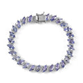 Tanzanite and White Zircon Bracelet in Platinum Over Sterling Silver (7.25 In) 14.50 ctw - Sticky add to cart bar