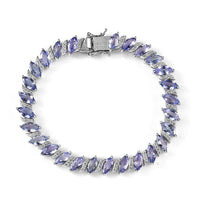Tanzanite and White Zircon Bracelet in Platinum Over Sterling Silver (7.25 In) 14.50 ctw