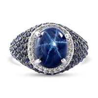 Blue Star Sapphire (DF) and Multi Gemstone Winter Ring in Platinum Over Sterling Silver 7.90 ctw