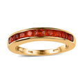 Mexican Fire Opal Half Eternity Band Ring in Vermeil Yellow Gold Over Sterling Silver 0.40 ctw - Sticky add to cart bar