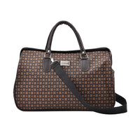 TLV Passage Beige with Checked Print Travel Bag (18"x8.75"x11.3") with Shoulder Strap