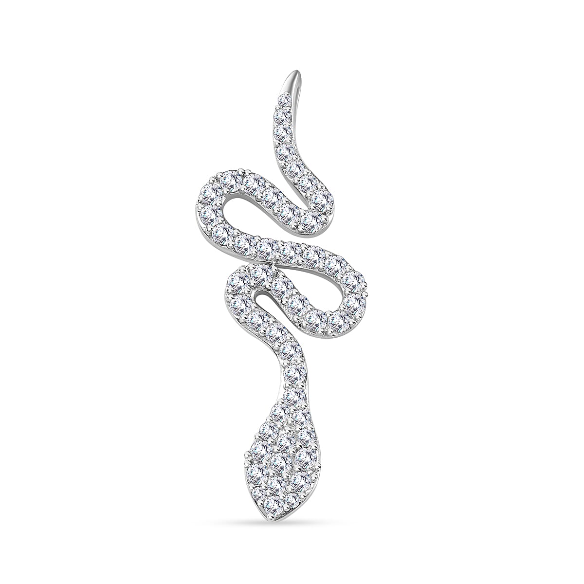 Moissanite Snake Pendant in Platinum Over Sterling Silver 1.00 ctw