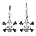 Thai Black Spinel Halloween Skull Earrings in Platinum Over Sterling Silver 0.15 ctw - Sticky add to cart bar
