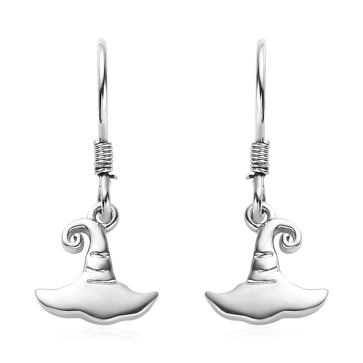Platinum Over Sterling Silver Witches Hat Earrings (2.85 g)