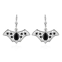 Thai Black Spinel Rearmouse Earrings in Platinum Over Sterling Silver 3.70 ctw