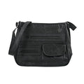 Black Crocodile Embossed Patch Leather Crossbody Bag Body with Faux Leather Trim - Sticky add to cart bar