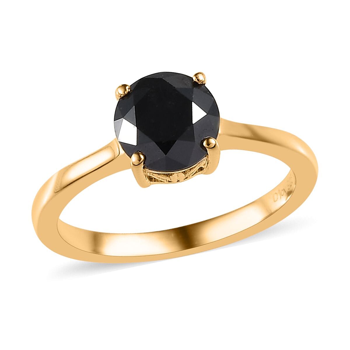 Black Diamond Solitaire Ring in Vermeil Yellow Gold Over Sterling Silver 1.50 ctw