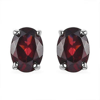 Mozambique Garnet Solitaire Stud Earrings in Platinum Over Sterling Silver 2.00 ctw