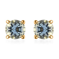 Mangoro Aquamarine Solitaire Stud Earrings in Vermeil Yellow Gold Over Sterling Silver 0.90 ctw