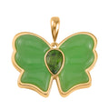 Green Jade (D) and Chrome Diopside Butterfly Pendant in Vermeil Yellow Gold Over Sterling Silver 8.40 ctw - Sticky add to cart bar