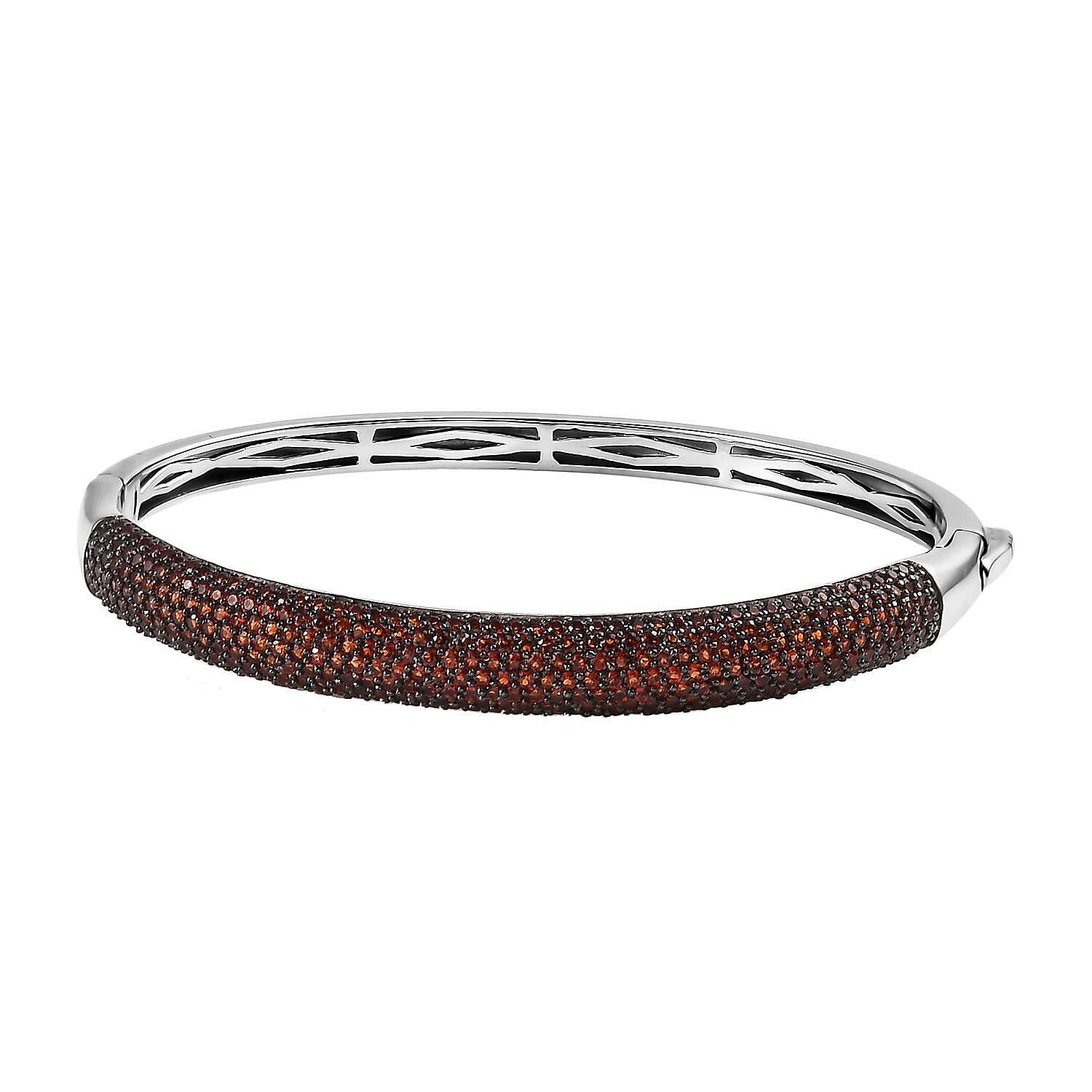 Doorbuster Premium Mozambique Garnet Bangle Bracelet in Platinum Over Sterling Silver (6.50 In) 3.85 ctw