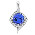 Certified & Appraised Luxoro 14K White Gold AAA Tanzanite and G-H I2 Diamond Pendant 3.10 ctw - Sticky add to cart bar