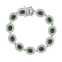 Natural Chrome Diopside and White Zircon Bracelet in Platinum Over Sterling Silver (6.50 In) 13.00 ctw