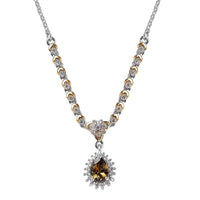 Golden Tanzanite and White Zircon Necklace 18-20 Inches in Vermeil Yellow Gold and Platinum Over Sterling Silver 1.00 ctw
