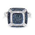 Doorbuster Venice Blue Diamond, White Diamond Ring in Platinum Over Sterling Silver (Size 9.0) 1.00 ctw - Sticky add to cart bar