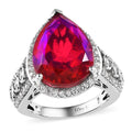 Volcanic Quartz (Triplet) and White Zircon Ring in Platinum Over Sterling Silver (Size 10.0) 11.60 ctw - Sticky add to cart bar