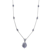 Tanzanite and White Zircon Necklace 18 Inches in Platinum Over Sterling Silver 2.65 ctw