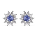 Tanzanite and White Zircon Sunburst Stud Earrings in Platinum Over Sterling Silver 1.15 ctw - Sticky add to cart bar