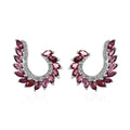 Tanzanian Rhodolite Garnet and White Zircon Earrings in Platinum Over Sterling Silver 3.20 ctw - Sticky add to cart bar