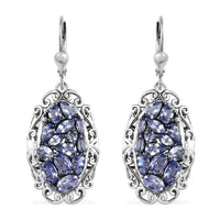 Tanzanite Lever Back Earrings in Platinum Over Sterling Silver 4.65 ctw