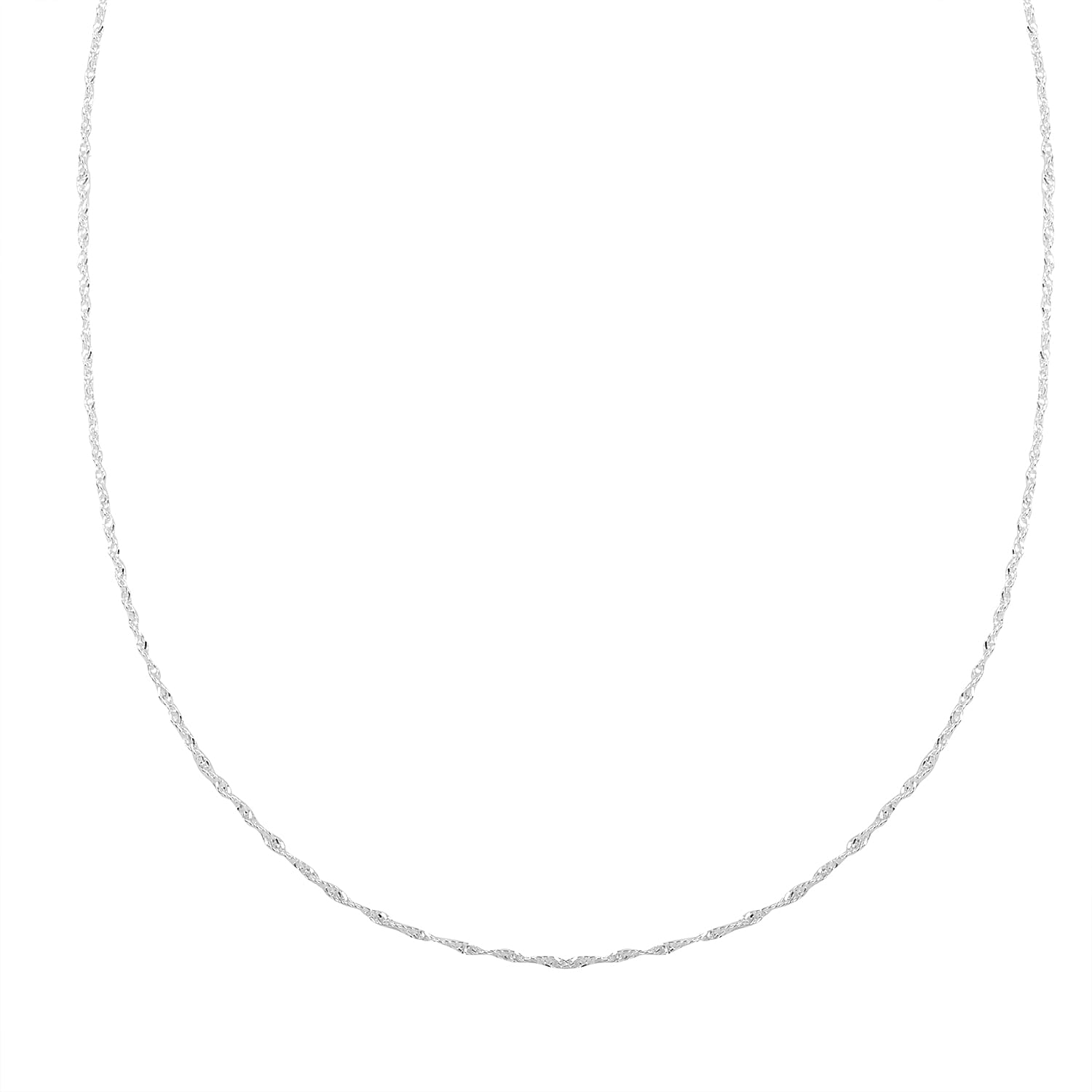 Sterling Silver Singapore Necklace (24 Inches) (2.80 g)