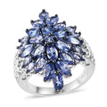 Tanzanite Florla Spray Ring in Platinum Over Sterling Silver (Size 10.0) 4.90 ctw - Sticky add to cart bar