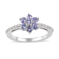 Tanzanite and White Zircon Ring in Platinum Over Sterling Silver 0.70 ctw - Sticky add to cart bar