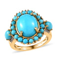 Premium Sleeping Beauty Turquoise and White Zircon Ring in Vermeil Yellow Gold Over Sterling Silver 6.15 ctw - Sticky add to cart bar