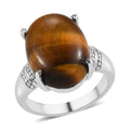 Tiger's Eye Solitaire Ring in Stainless Steel (Size 10.0) 9.90 ctw - Sticky add to cart bar